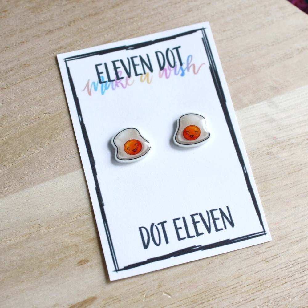 Kawaii Breakfast Sunny Egg Stud Post Earrings